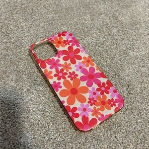 Floral Pattern Phone Case - Pink and Orange